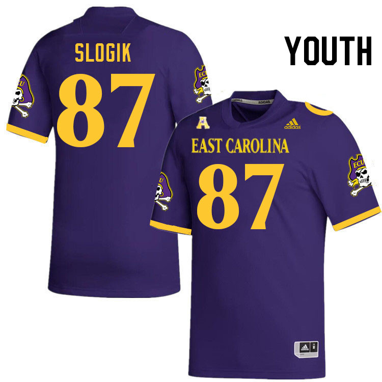 Youth #87 Nick Slogik ECU Pirates College Football Jerseys Stitched-Purple